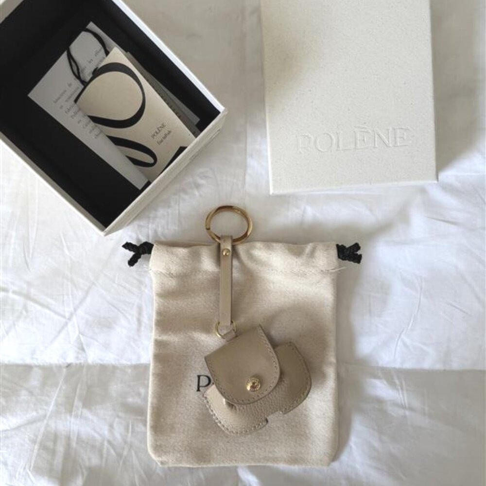 Polene AirPods Case Sable Beige Leather Keychain Luxury Cover Minimalist Tech